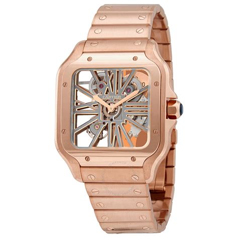 cartier santos skeleton rose gold